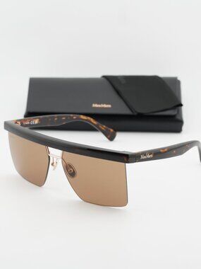 Max Mara MM0072 52E Square Sunglasses - Dark Havana/Brown